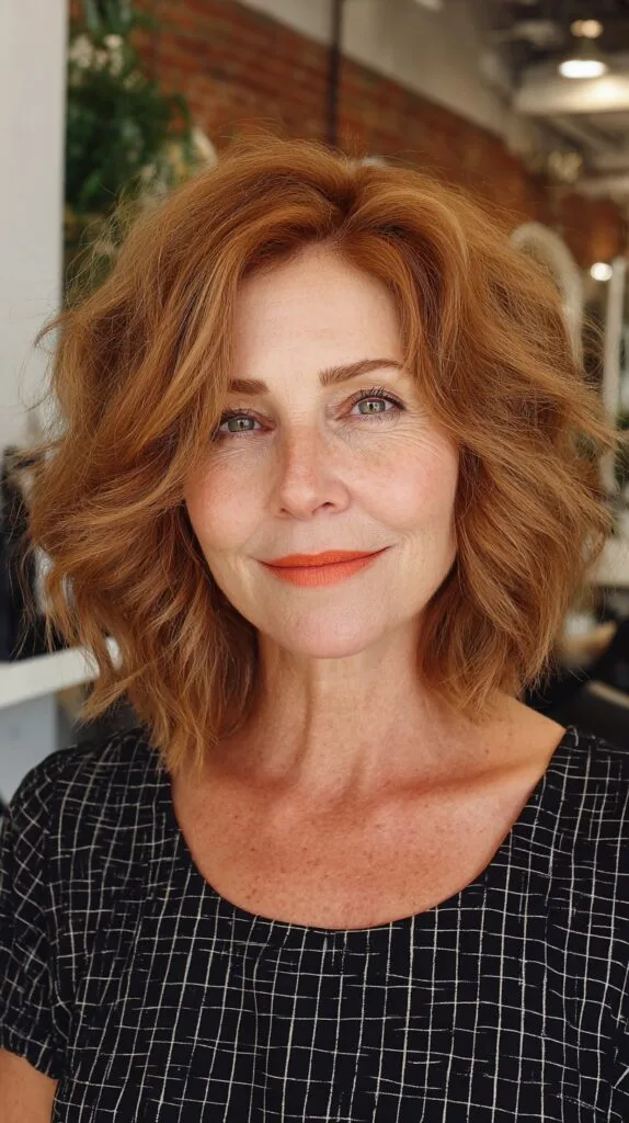Textured Copper Bob with Soft Volume