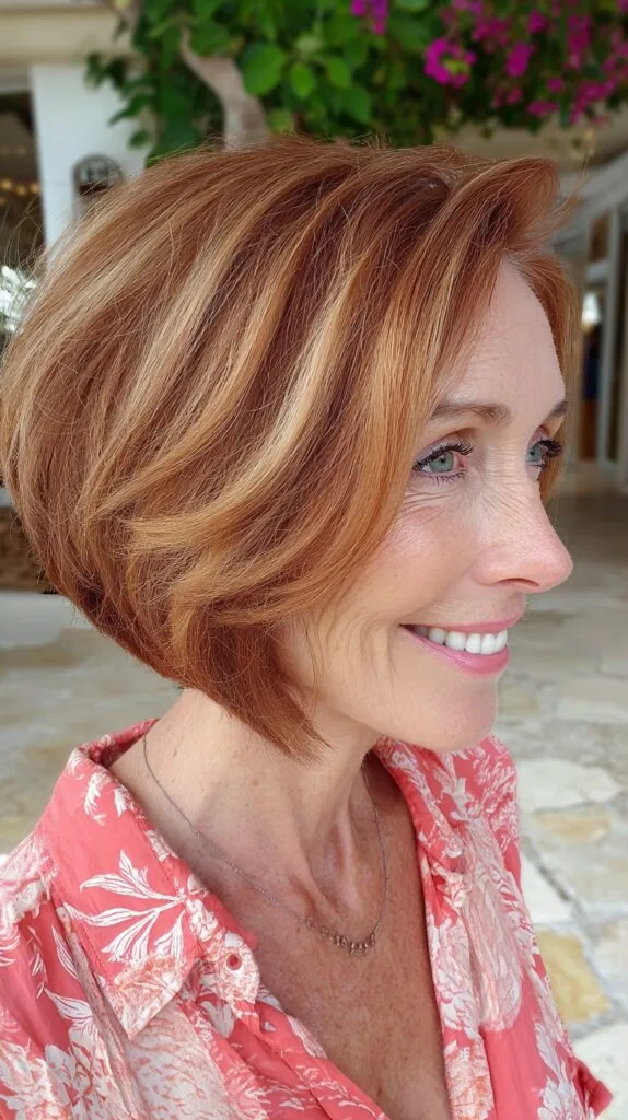 Textured Copper Inverted Bob with Lifted Crown