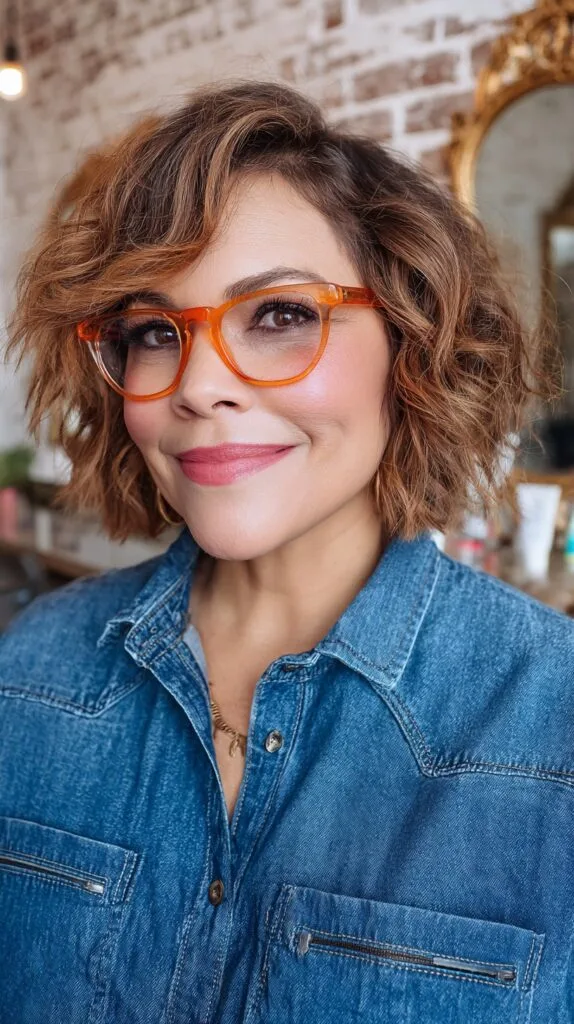 Textured Curly Bob with Defined Layers