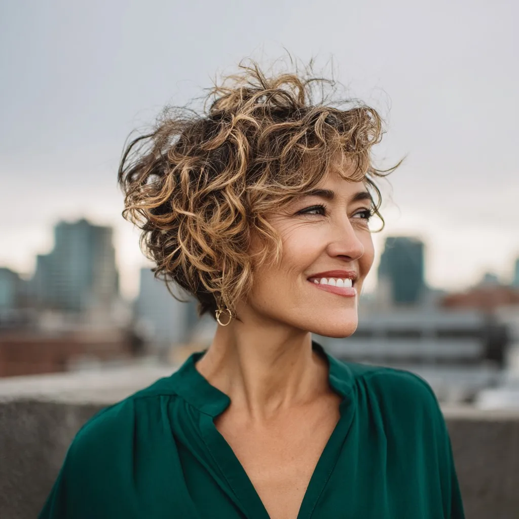 Textured Curly Bob with Soft Waves