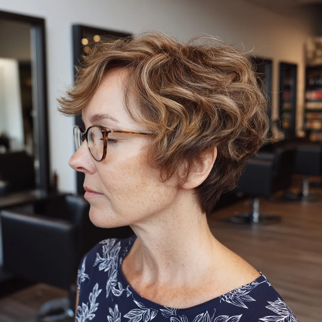 Textured Curly Pixie Cut with Soft Volume