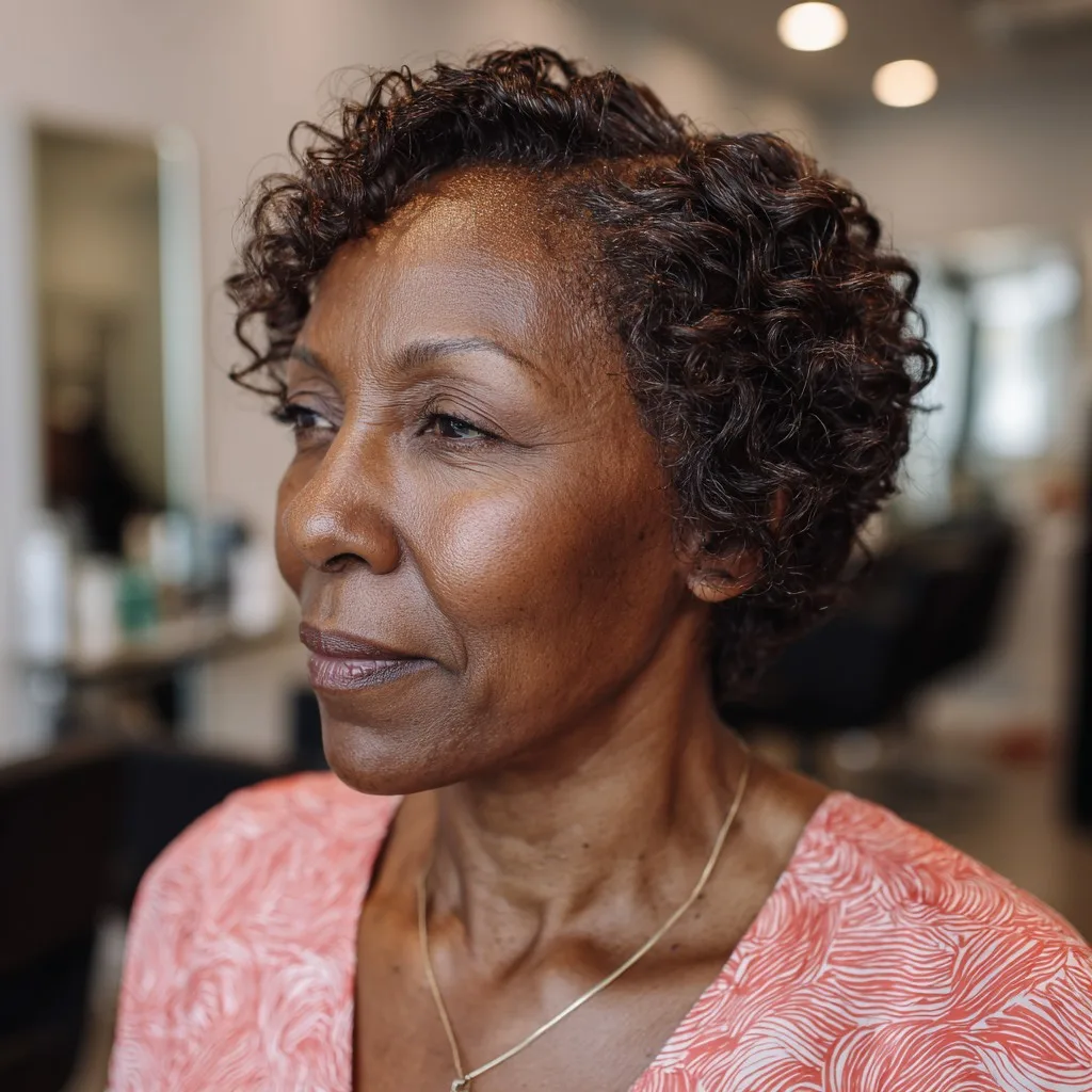 Textured Curly Pixie for Mature Women