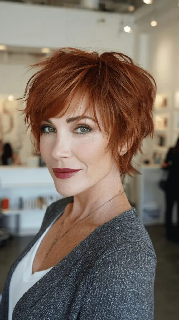 Textured Fiery Copper Short Cut with Playful Layers