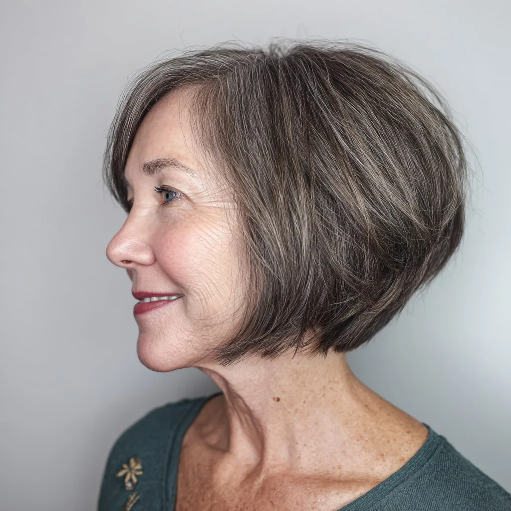 Textured Gray Bob with Effortless Volume