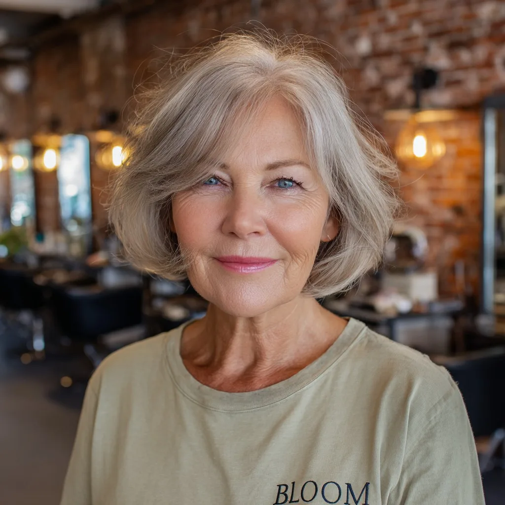 Textured Gray Bob with Soft Layers