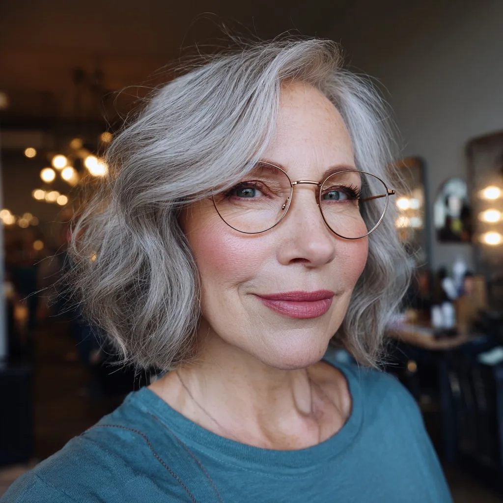 Textured Gray Bob with Soft Waves