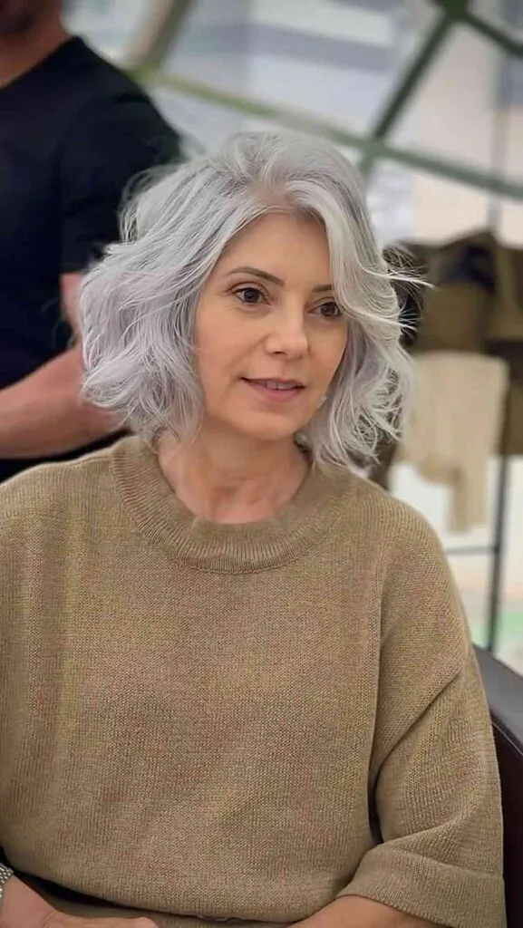 Textured Gray Bob with Soft Waves