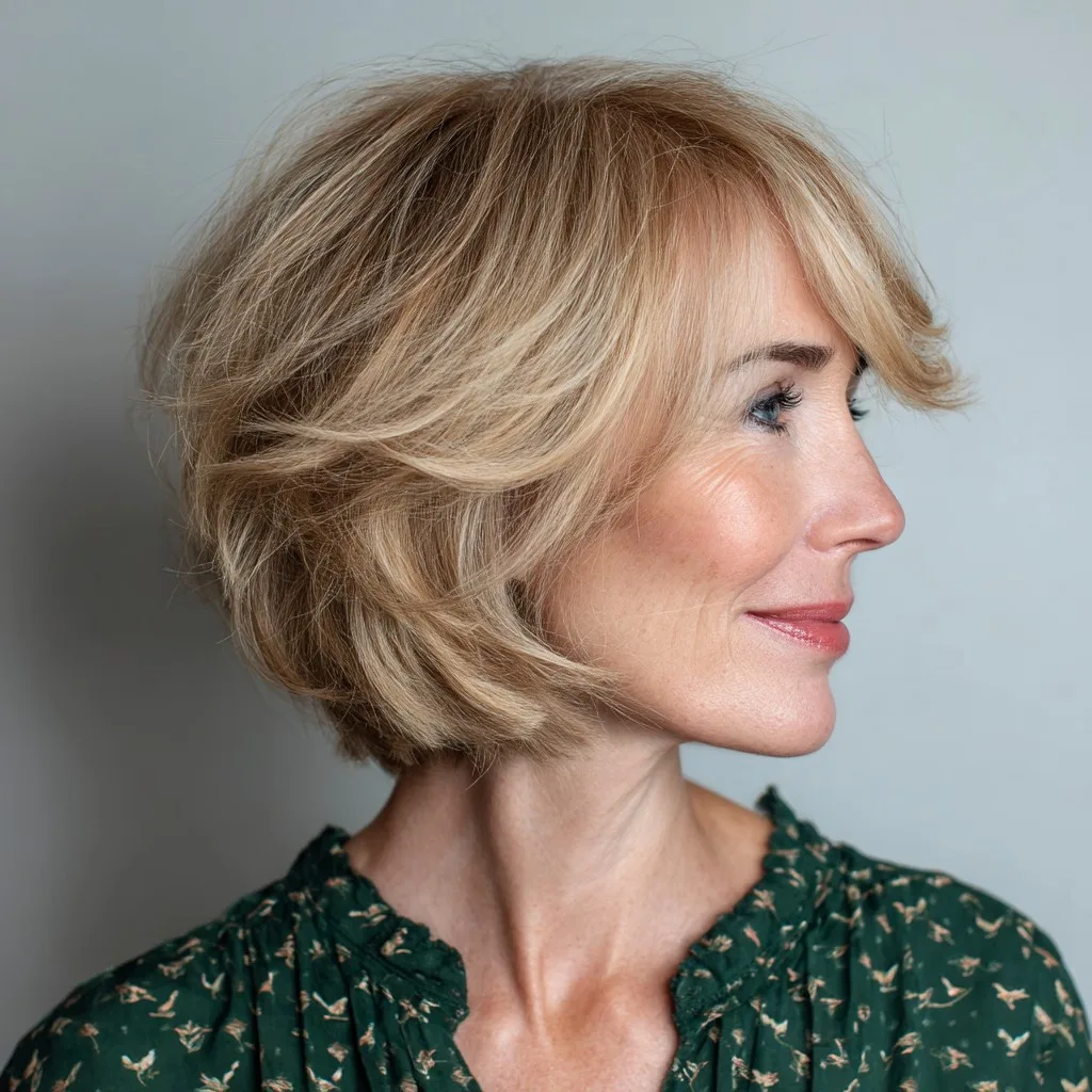 Textured Layered Bob with Soft Bangs