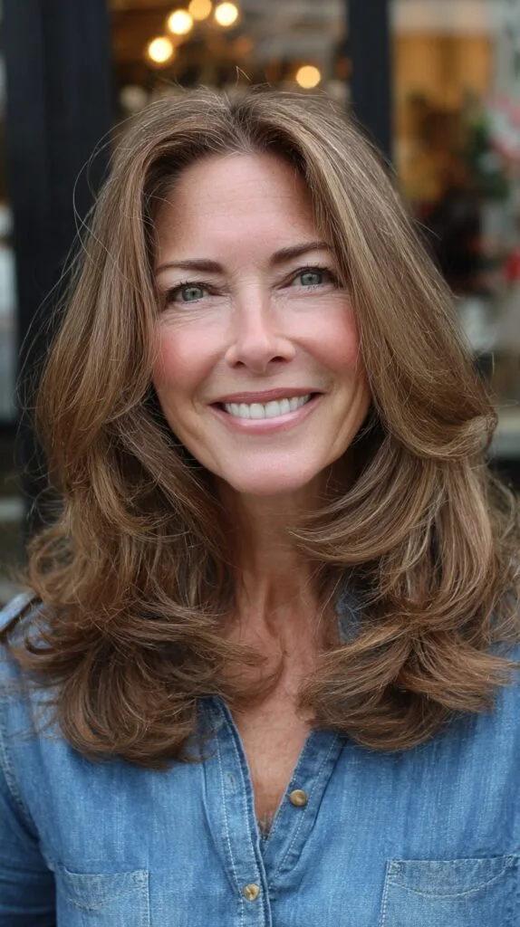 Textured Layers for Lustrous Brown Hair