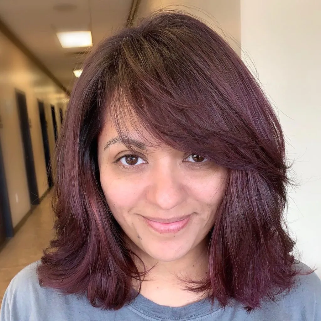 Textured Lob with Side-Swept Bangs