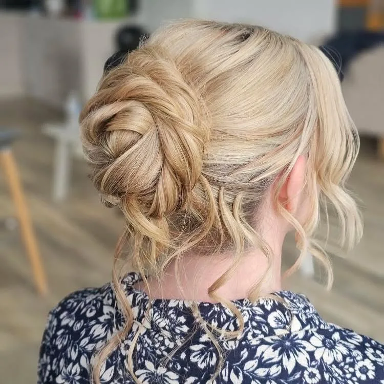 Textured Low Bun with Soft Waves