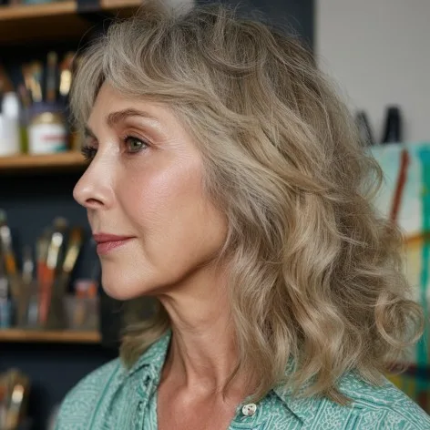 Textured Medium Haircut with Soft Beachy Waves