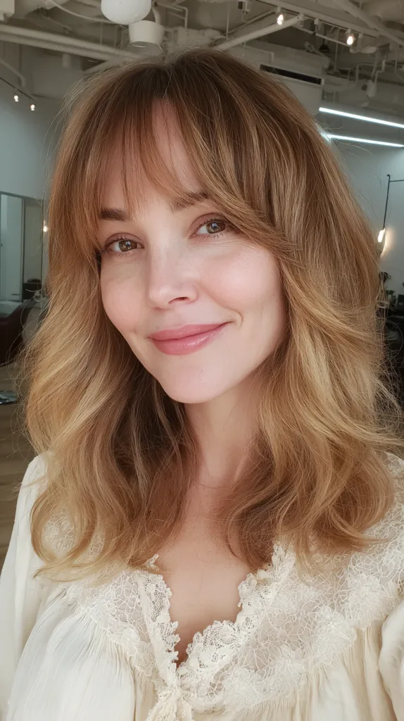 Textured Medium-Length Hair with Soft Bangs