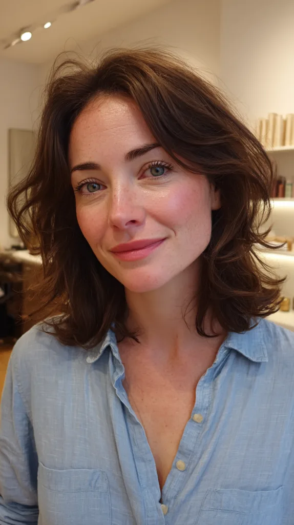 Textured Mid-Length Butterfly Cut with Soft Waves