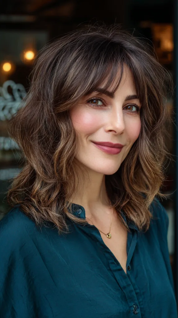 Textured Mid-Length Cut with Blunt Bangs