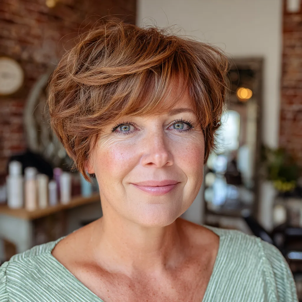 Textured Pixie Cut with Long Bangs