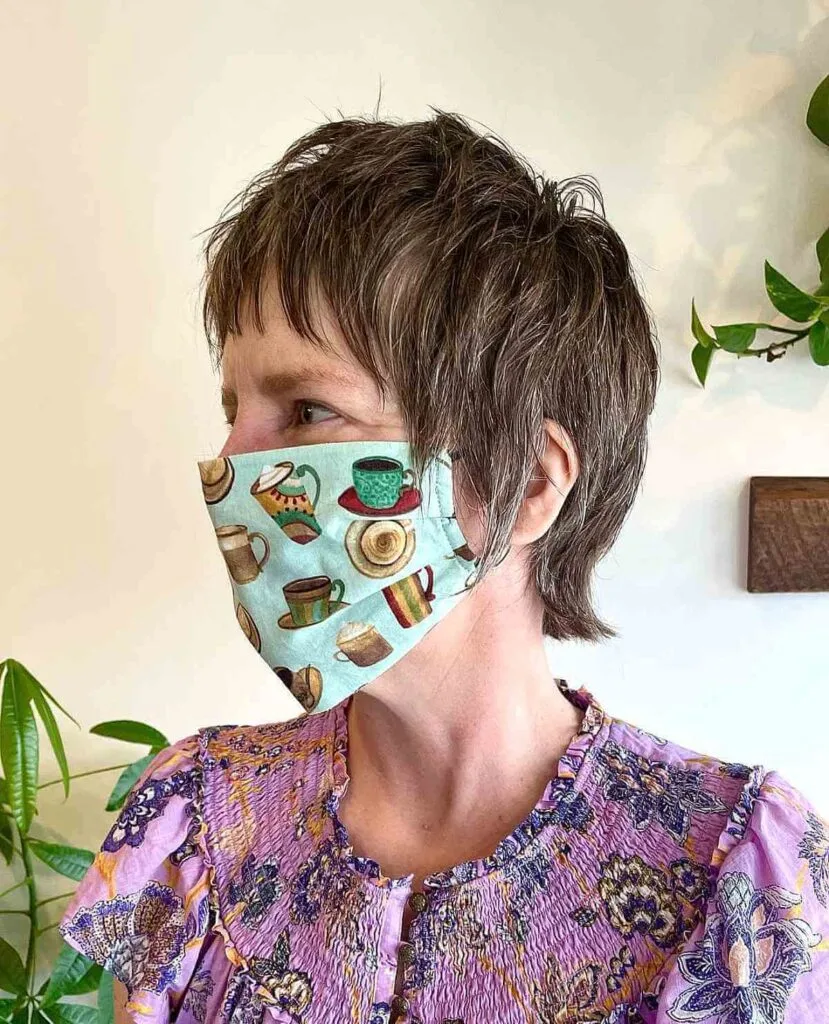 Textured Pixie Mullet with Wispy Bangs for Older Women