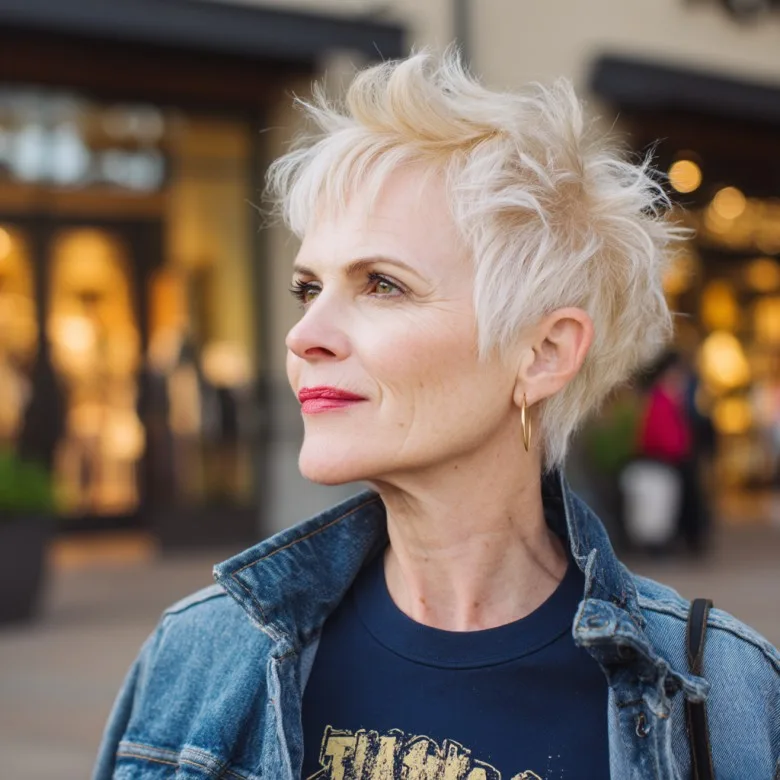 Textured Platinum Pixie with Playful Layers