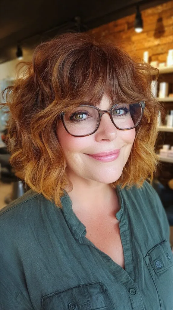 Textured Raspberry Bob with Soft Bangs