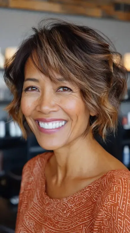 Textured Short Bob with Flattering Side Bangs