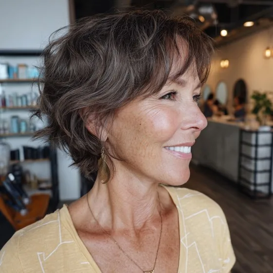 Textured Short Butterfly Cut with Soft Waves