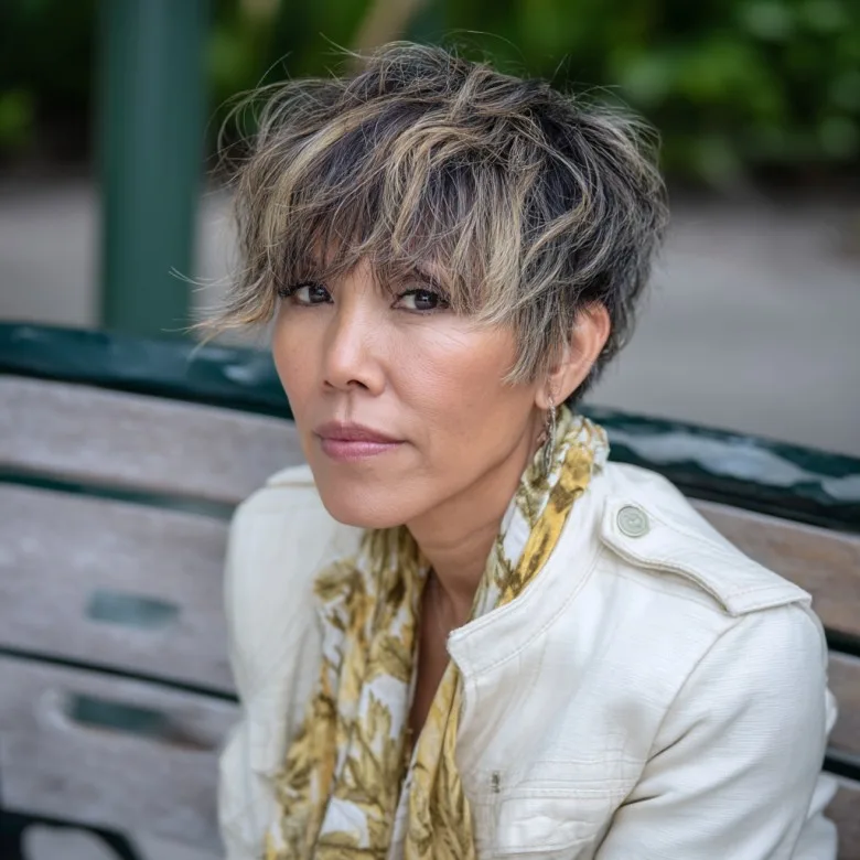 Textured Short Layered Cut with Subtle Highlights