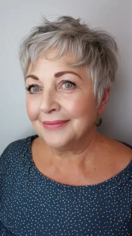 Textured Short Pixie Cut with Playful Movement