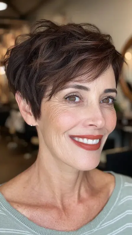 Textured Short Pixie Cut with Soft Side Bangs