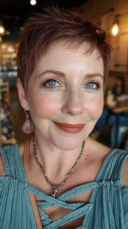 Textured Short Pixie Cut with Subtle Highlights