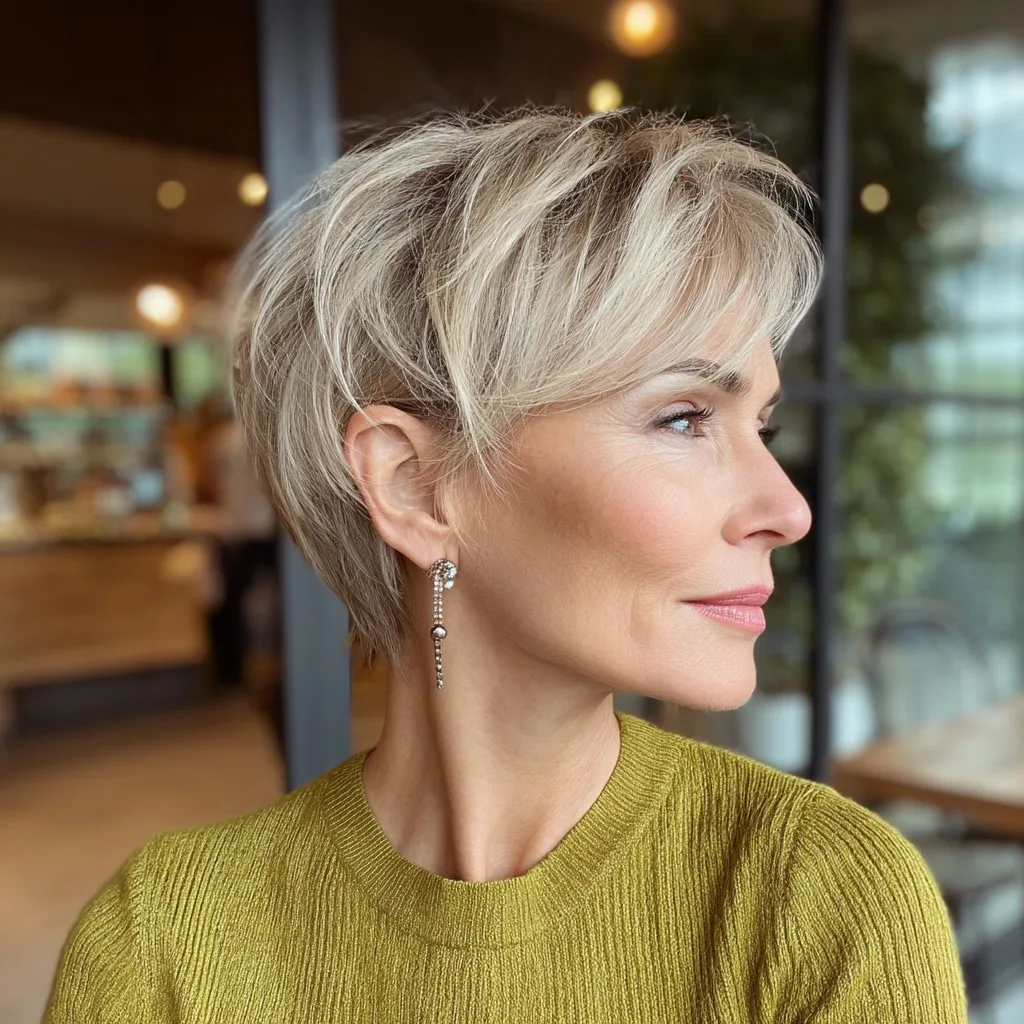Textured Short Pixie Cut with Subtle Highlights