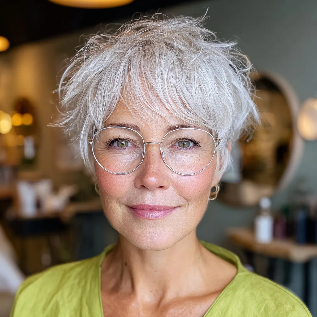 Textured Short Platinum Blonde Cut with Soft Volume