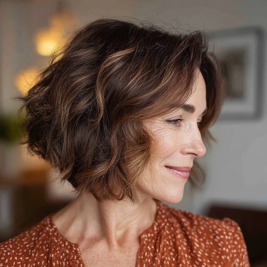 Textured Shoulder-Length Bob with Subtle Highlights