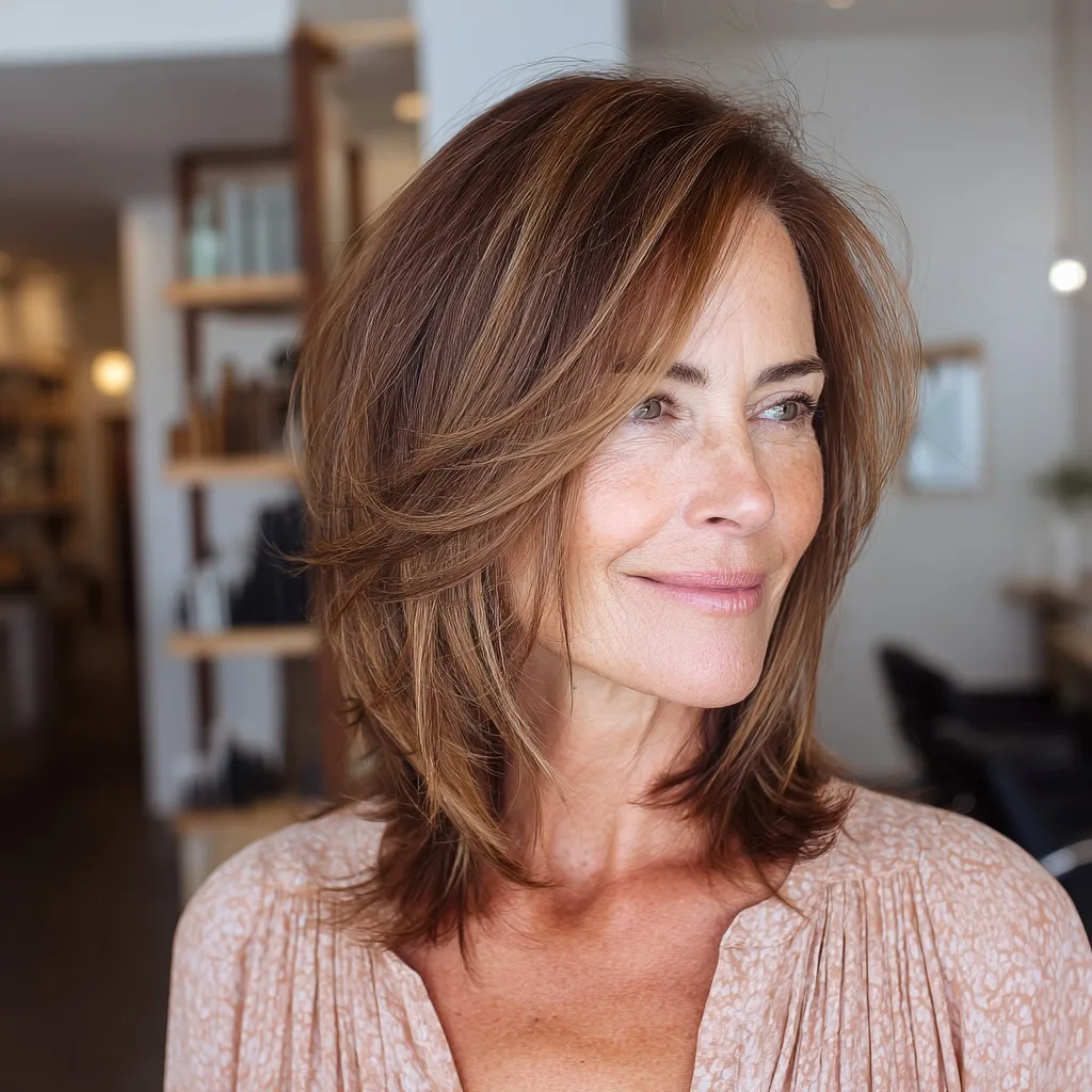 Textured Shoulder-Length Cut with Subtle Highlights