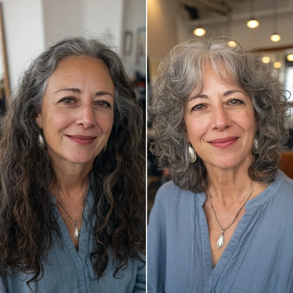 Textured Silver Curly Shag with Defined Layers