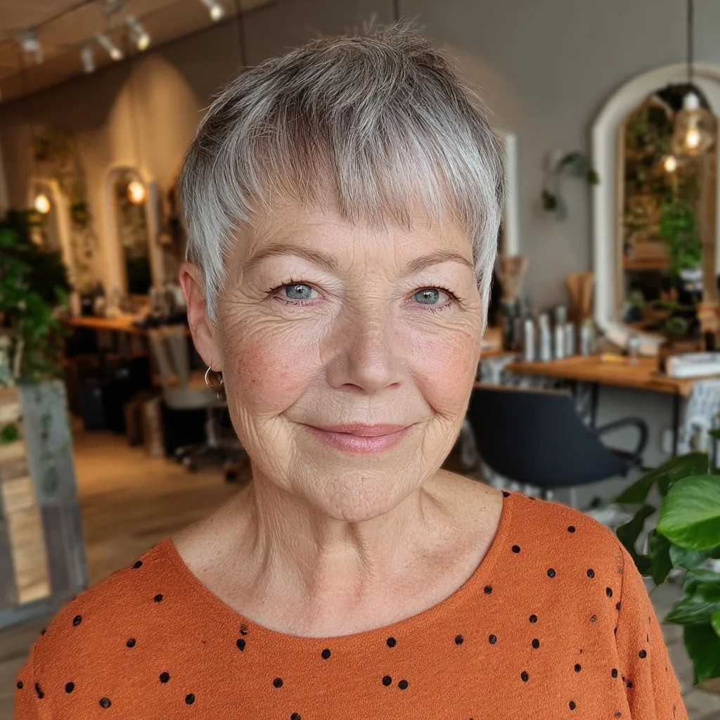 Textured Silver Pixie with Soft Micro Bangs