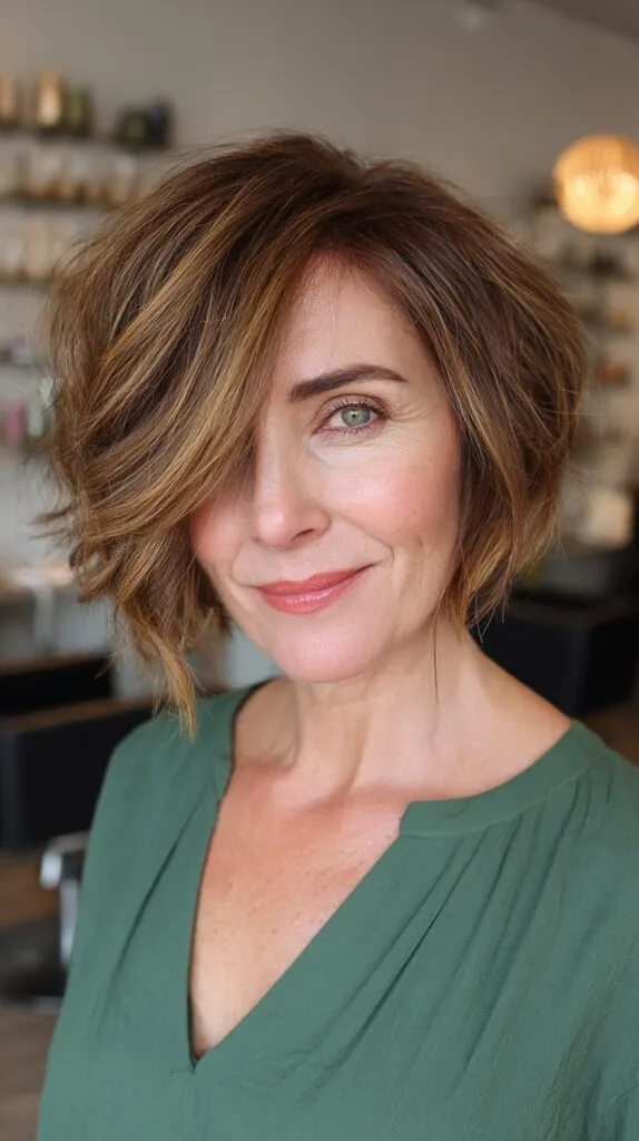 Textured Tousled Bob with Soft Highlights