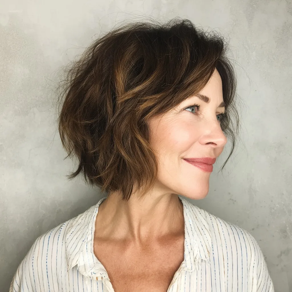 Textured Wavy Bob with Subtle Highlights