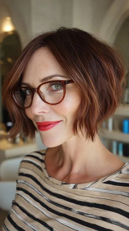 Textured Wavy Bob with Subtle Highlights