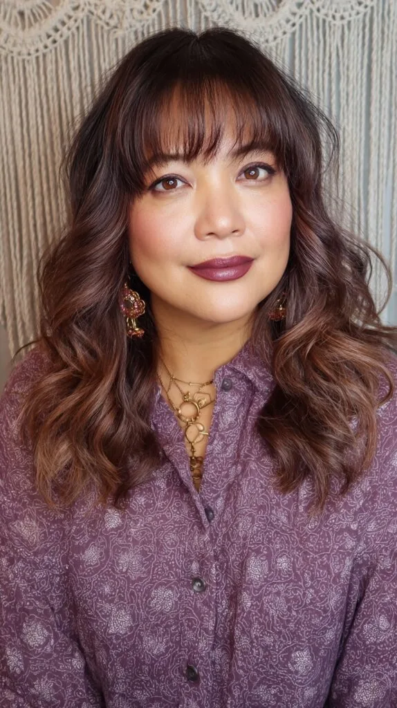 Textured Wavy Hair with Soft Bangs