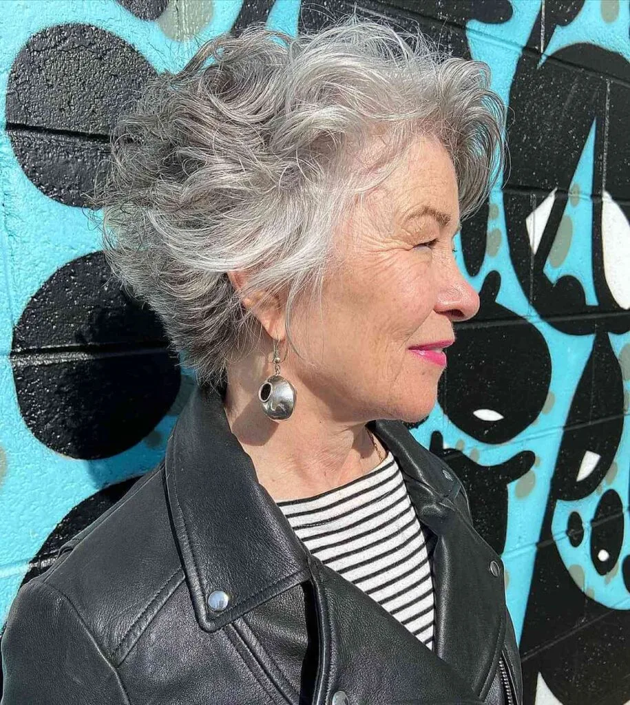 Textured Wedge Cut for Wavy Hair for Ladies Over 70