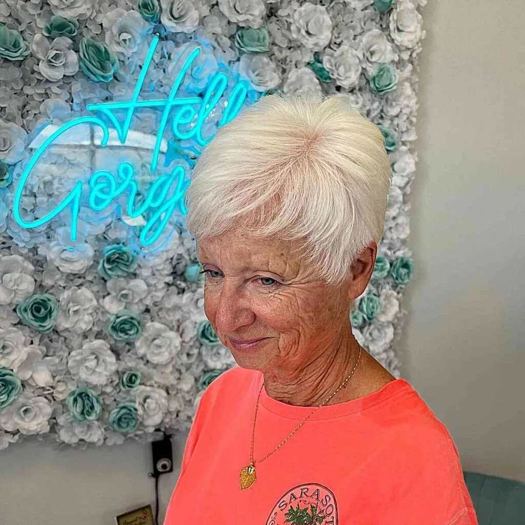 Thin Long Pixie with Side Part for Women in their 70s