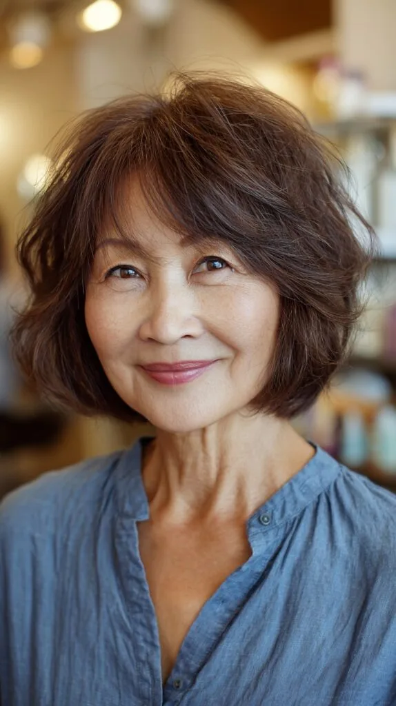 Tousled Chestnut Textured Bob