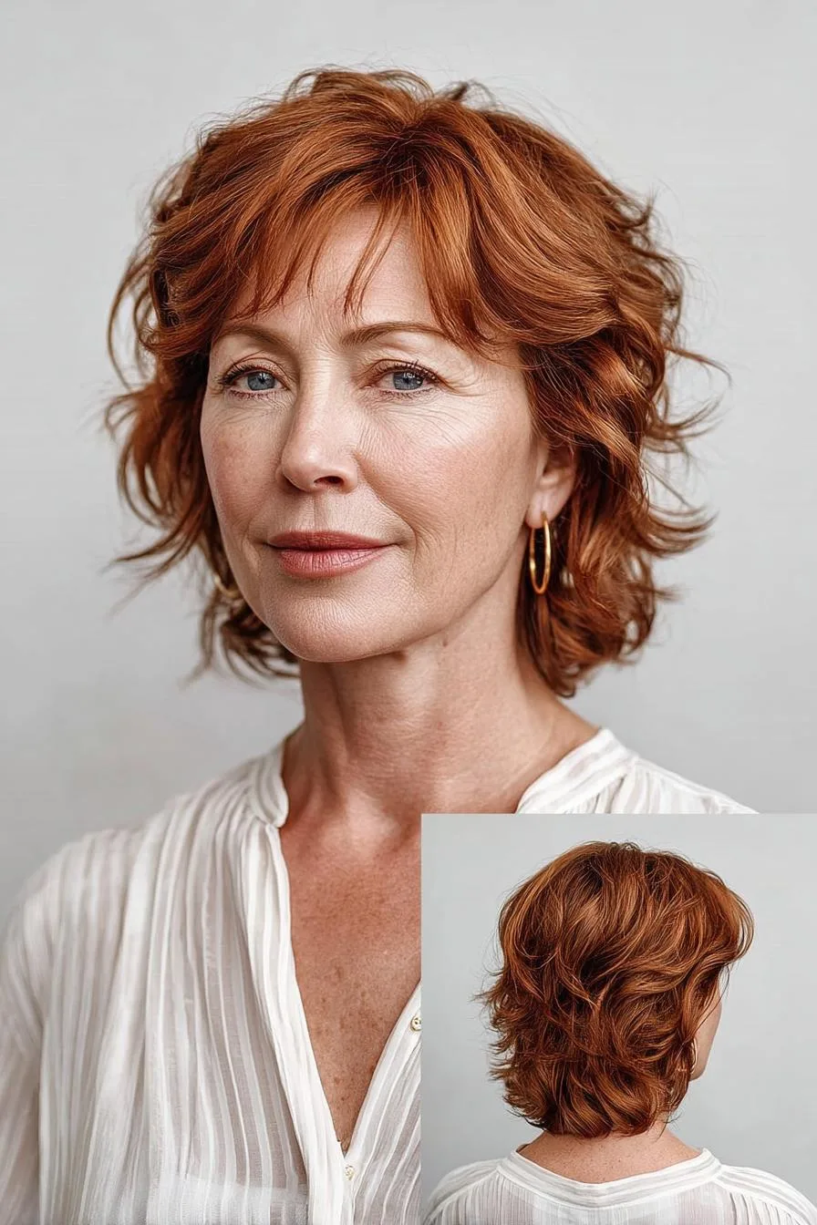 Tousled Copper Shag Hair