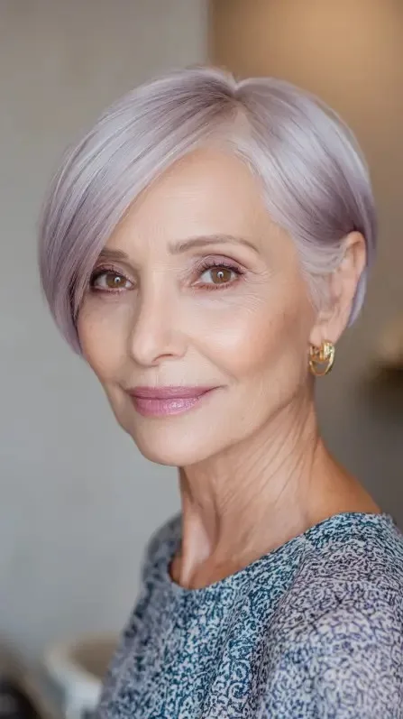 Trendy Soft Lavender Pixie Cut with Textured Layers