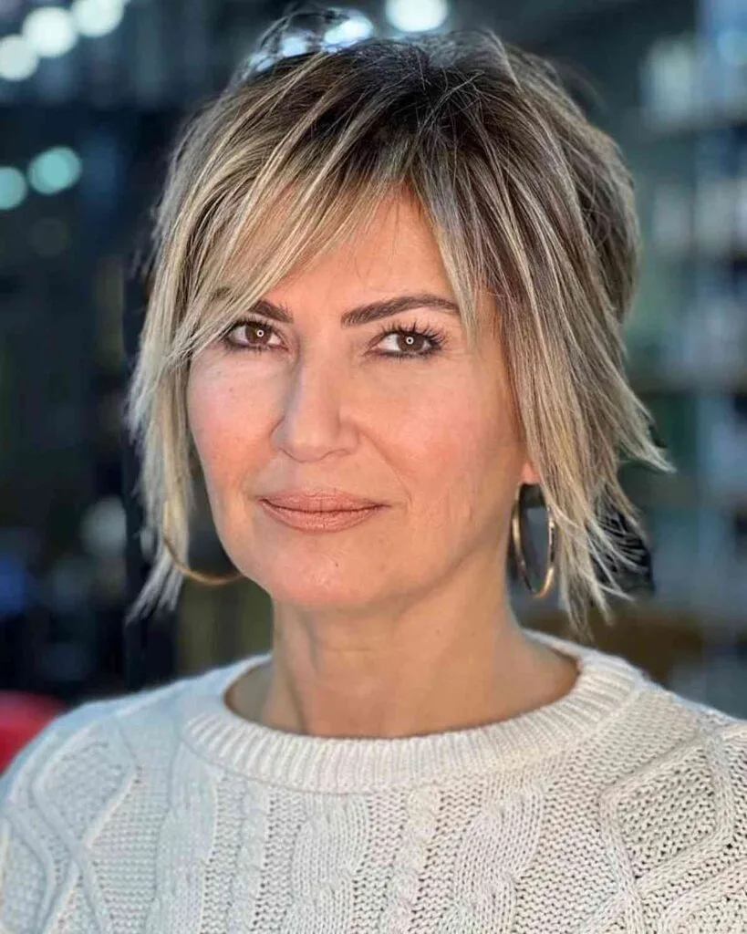 Very Choppy Short Shag for Ladies Over 50 with Fine Hair