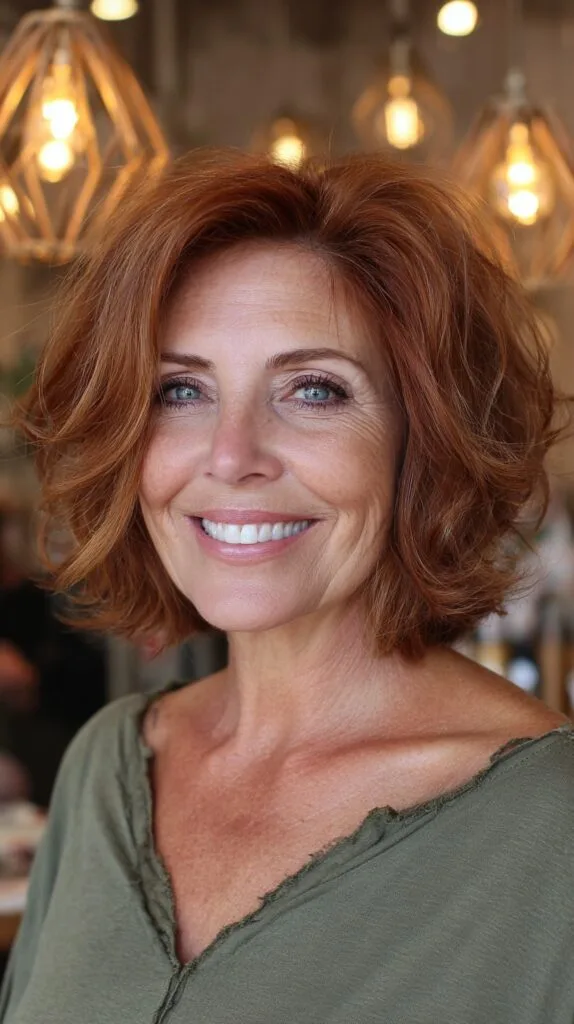 Vibrant Auburn Waves with Soft Volumizing Layers
