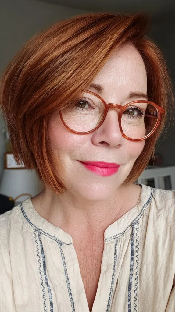 Vibrant Copper Bob with Subtle Layers
