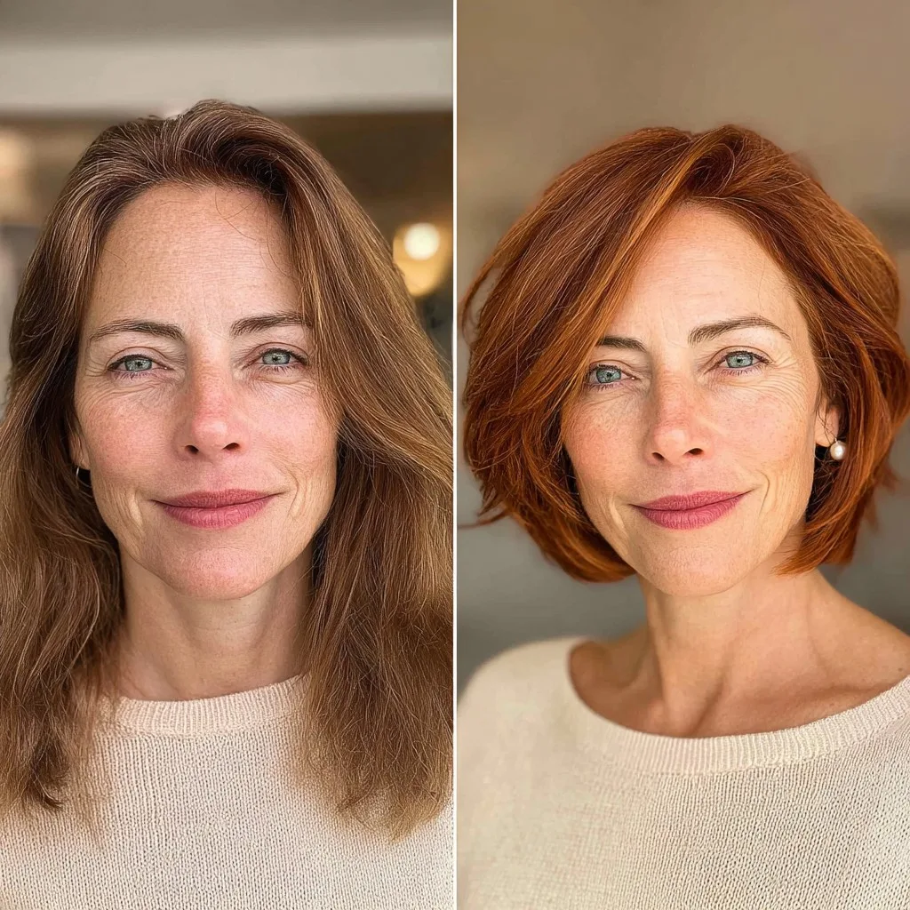 Vibrant Copper Textured Bob with Subtle Layers