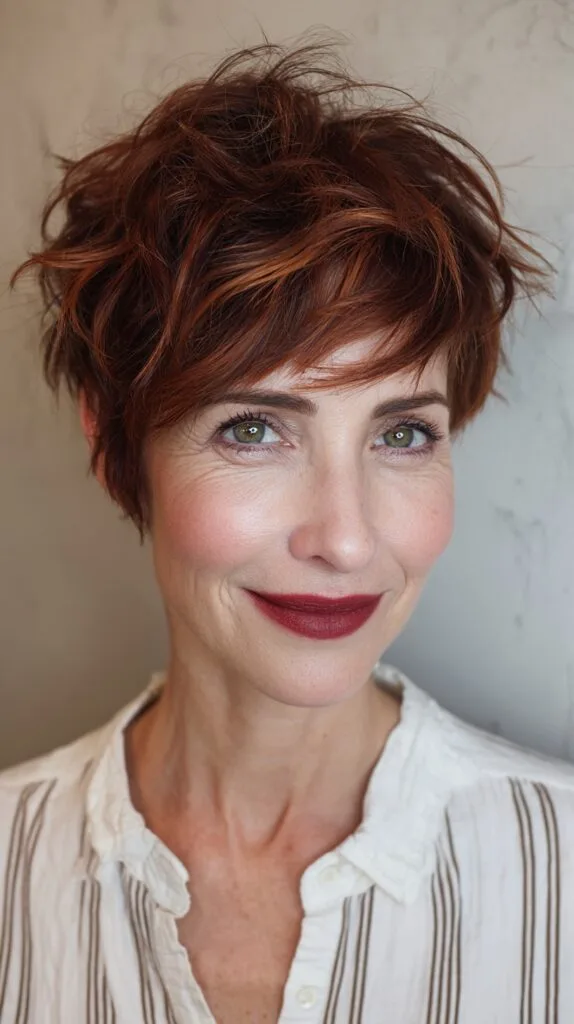 Vibrant Copper Tousled Pixie