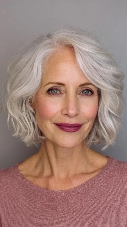 Vibrant Silver Waves with Textured Ends